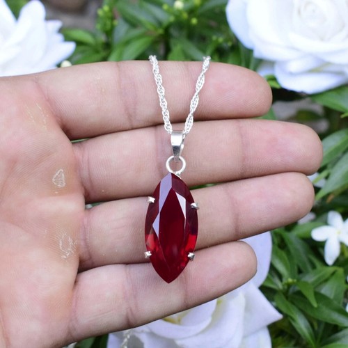 Ciondolo rubino rosso naturale - rosso,